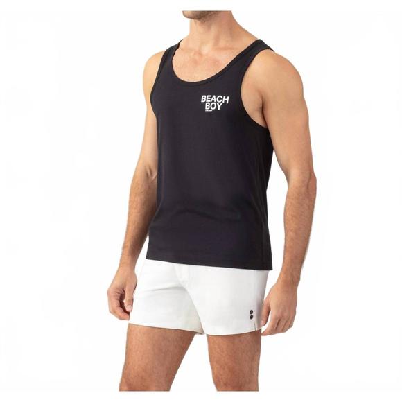 NEW RON DORFF organic cotton beach boy tank top in black - Picture 2 of 4